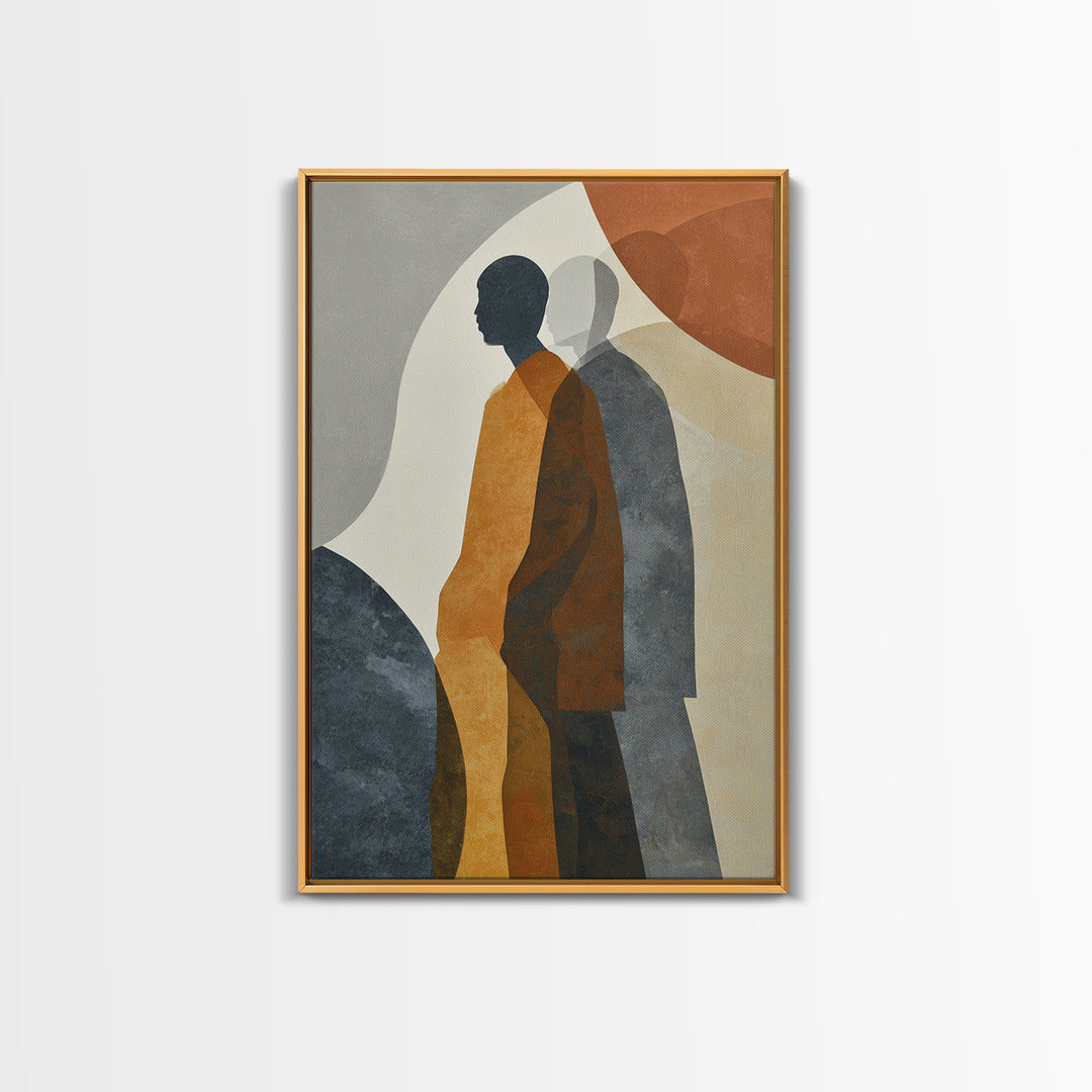 Simple Monochrome Figure Study Framed Canvas Print, Art, Framed Art, Living Room Decor, Fine Art, Neutral Decor, ART-2x3-92