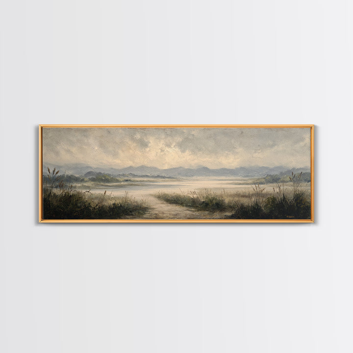Classic Landscape with Winding River and Atmospheric Canvas Print, Art, Gallery Decor, Living Room Decor, Fine Art, ART-3x1-19
