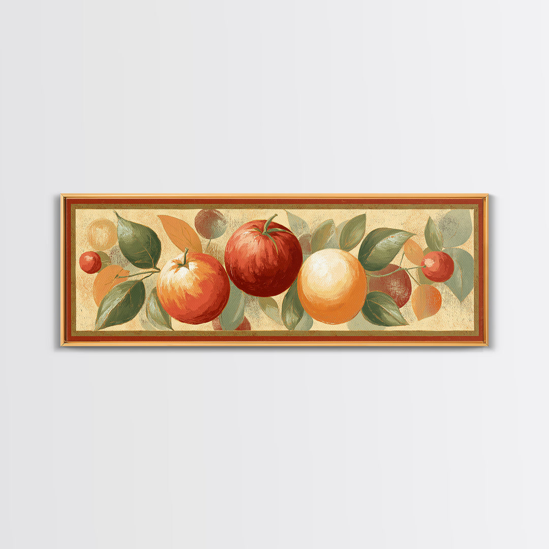 Bold Pop Fruit Composition Framed Canvas Print, Art, Boho Wall Art, Living Room Decor, Watercolor Art, Textured Painting, ART-3x1-32