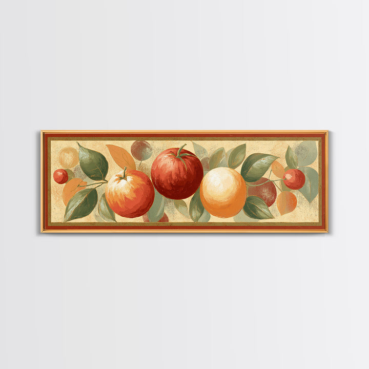 Bold Pop Fruit Composition Framed Canvas Print, Art, Boho Wall Art, Living Room Decor, Watercolor Art, Textured Painting, ART-3x1-32