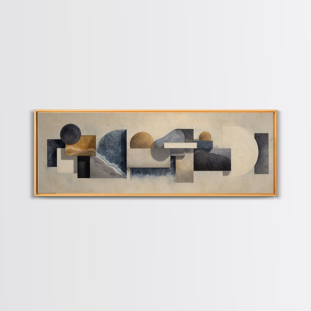 Modern Sculptural Shapes Rendered as Painted Forms Canvas Print, Art, Large Wall Art, Living Room Decor, Abstract Art, ART-3x1-46