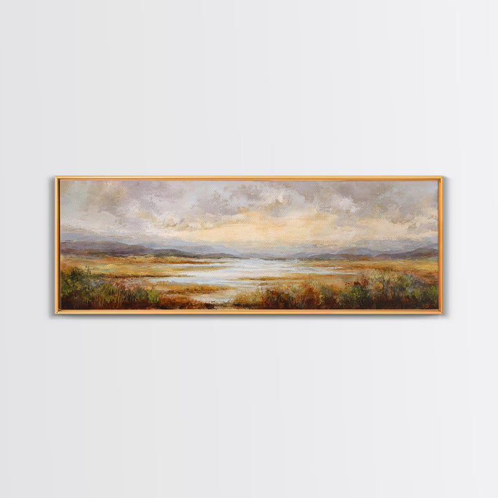 Quiet Mountain Scene Framed Canvas Print, Art, Framed Wall Art, Living Room Decor, Fine Art, Resin Art, Boho Wall Art, ART-3x1-57