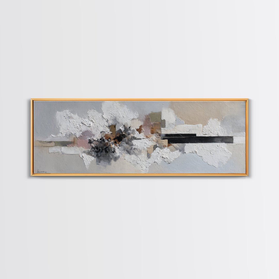 Textured Neutral Abstraction Framed Canvas Print, Art, Art Nouveau, Living Room Decor, Fine Art, Abstract Wall Art, ART-3x1-77