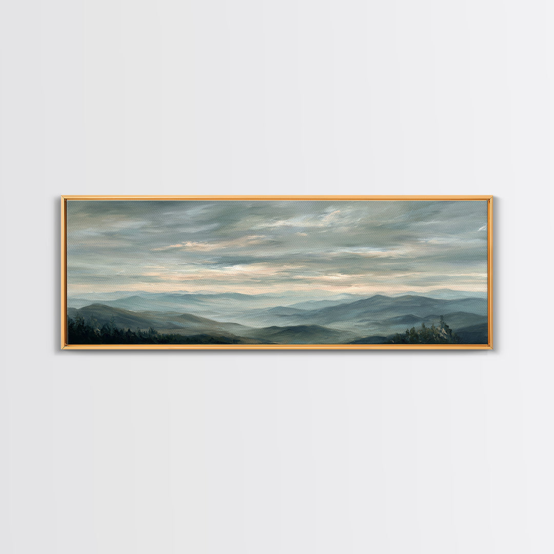 Quiet Mountain Scene Framed Canvas Print, Art, Framed Wall Art, Living Room Decor, Fine Art, Resin Art, Boho Wall Art, ART-3x1-81