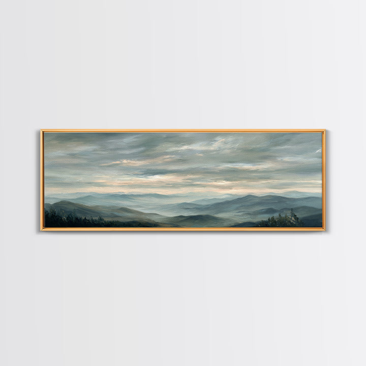 Quiet Mountain Scene Framed Canvas Print, Art, Framed Wall Art, Living Room Decor, Fine Art, Resin Art, Boho Wall Art, ART-3x1-81