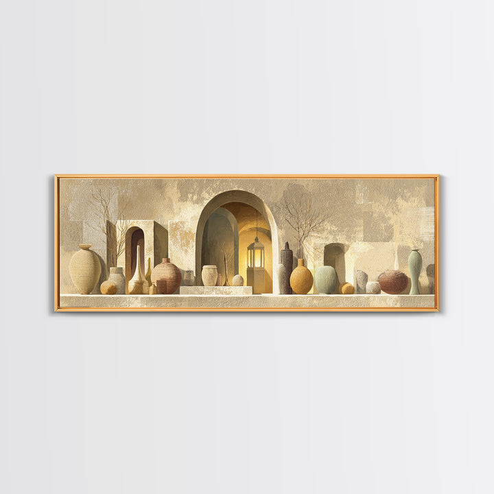 Architectural Archway in Warm Mediterranean Light Canvas Print, Art, Digital Art, Living Room Decor, Watercolor Art, ART-3x1-86