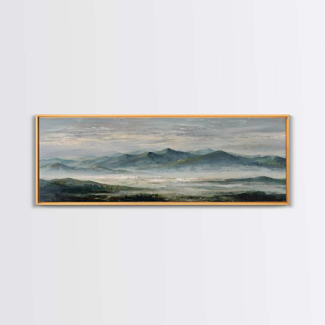 Quiet Mountain Scene Framed Canvas Print, Art, Art Print, Living Room Decor, Fine Art, Canvas Wall Art, Abstract Art, ART-3x1-9