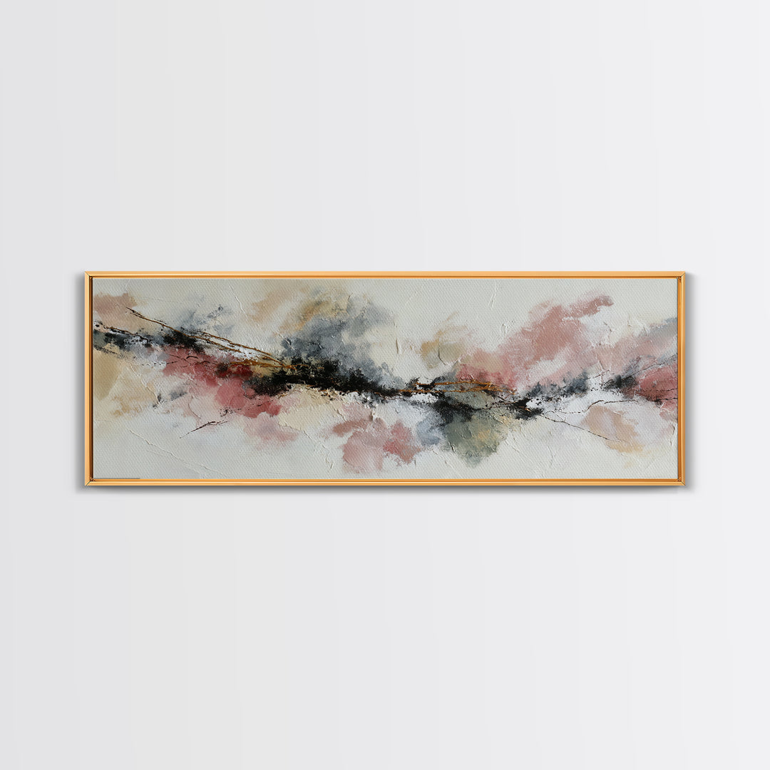 Contemporary Abstract with Layered Pigments and Energetic Canvas Print, Art, Canvas Wall Art, Living Room Decor, ART-3x1-90