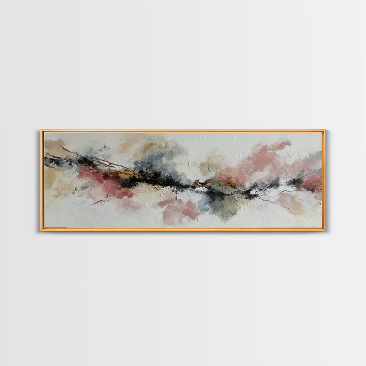 Contemporary Abstract with Layered Pigments and Energetic Canvas Print, Art, Canvas Wall Art, Living Room Decor, ART-3x1-90
