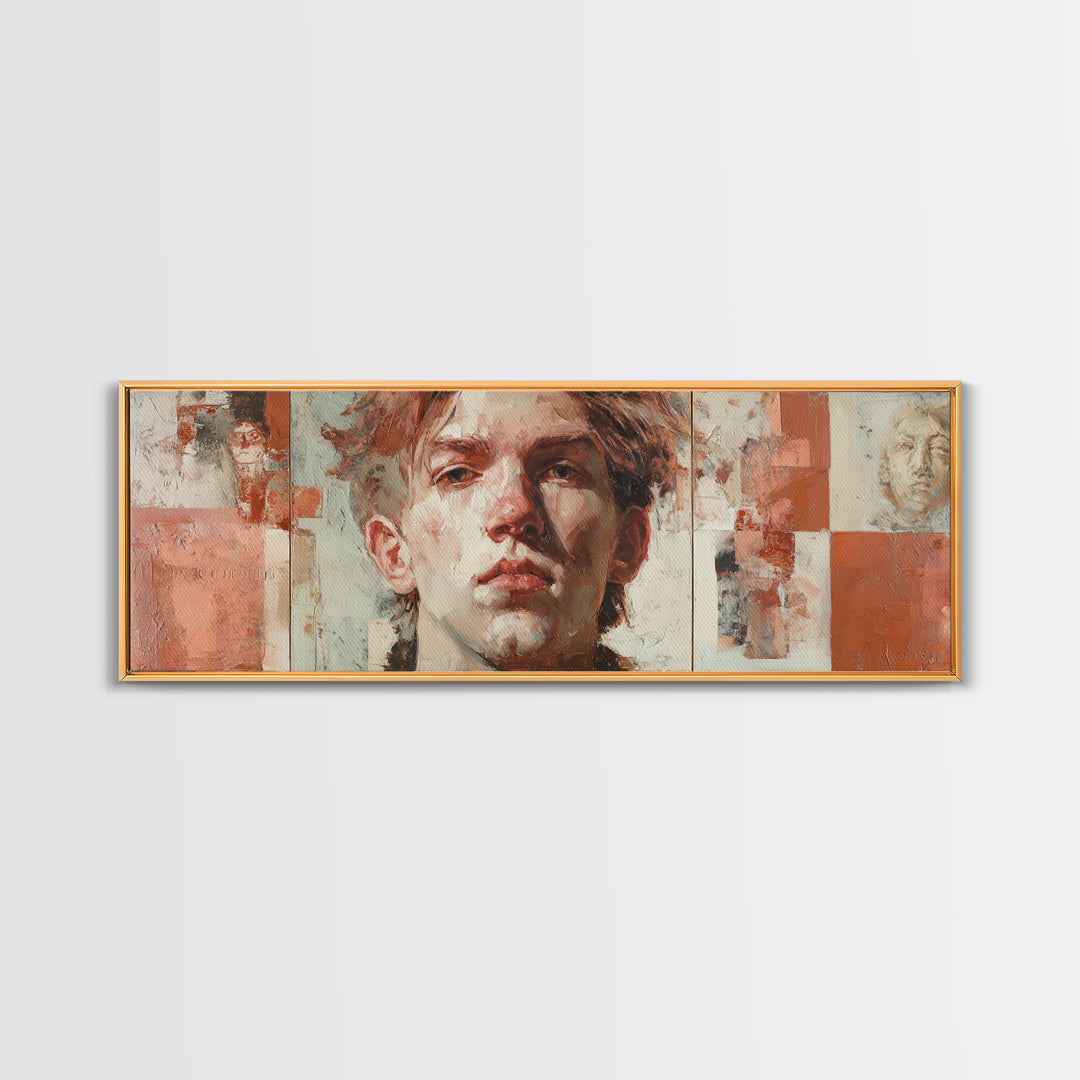 Expressive Portrait with Dramatic Light and Textured Canvas Print, Art, Art Print, Living Room Decor, Fine Art, ART-3x1-92