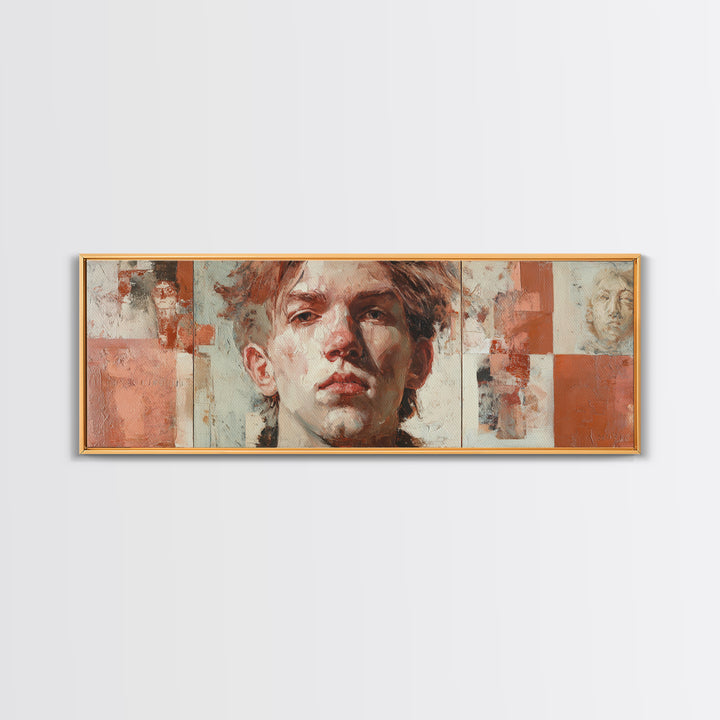 Expressive Portrait with Dramatic Light and Textured Canvas Print, Art, Art Print, Living Room Decor, Fine Art, ART-3x1-92