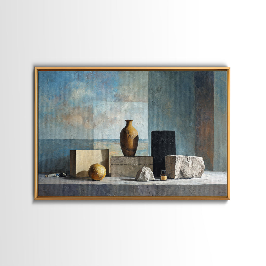 Modern Sculptural Shapes Rendered as Painted Forms Framed Canvas Print, Art, Wall Art Prints, Living Room Decor, Fine Art, ART-3x2-10