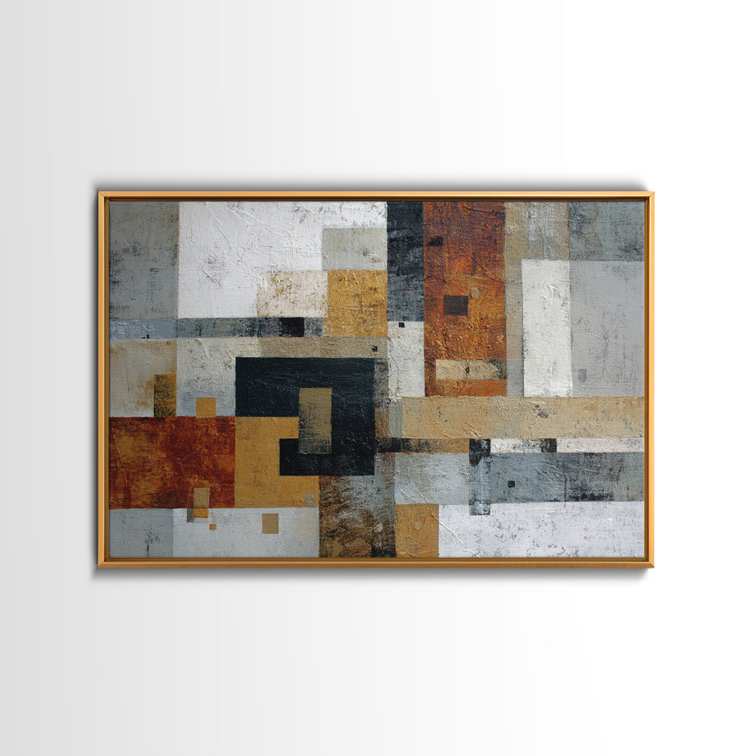 Geometric Color Study Framed Canvas Print, Art, Art Commission, Living Room Decor, Abstract Art, Black Art, Framed Art, ART-3x2-13