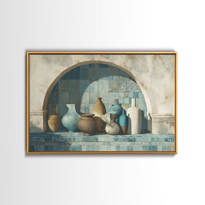 Architectural Archway in Warm Mediterranean Light Canvas Print, Art, Digital Art, Living Room Decor, Watercolor Art, ART-3x2-26