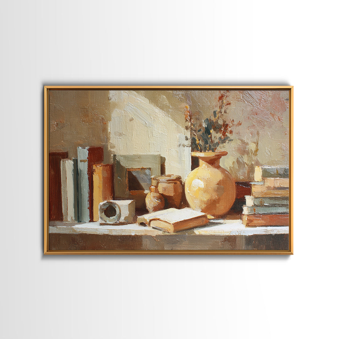Sunlit Interior Still Life Canvas Print, Art, Art Commission, Living Room Decor, Fine Art, Black Art, Framed Art, ART-3x2-42