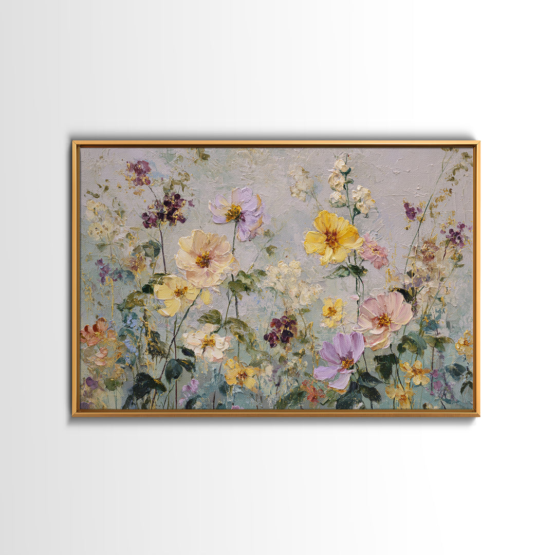 Painterly Meadow with Loose Impressionist Flowers Canvas Print, Art, Canvas Art, Living Room Decor, Fine Art, ART-3x2-43