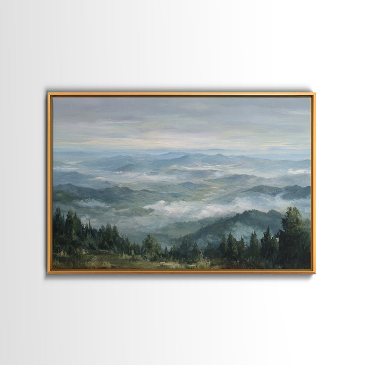 Quiet Mountain Scene Framed Canvas Print, Art, Canvas Wall Art, Living Room Decor, Fine Art, Boho Wall Art, Pink Wall Art, ART-3x2-69