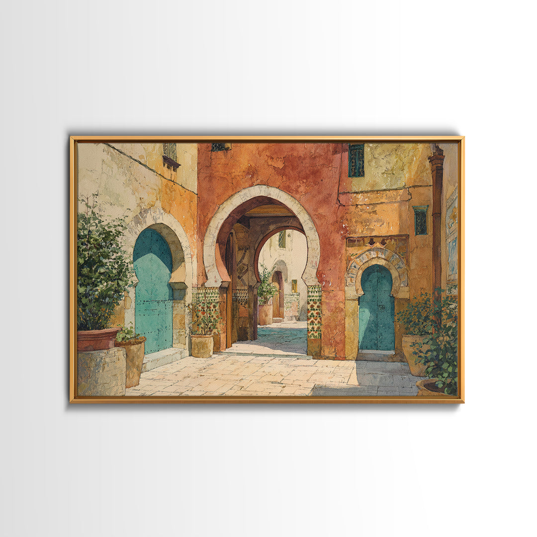 Architectural Archway in Warm Mediterranean Light Canvas Print, Art, Canvas Wall Art, Living Room Decor, Fine Art, ART-3x2-98