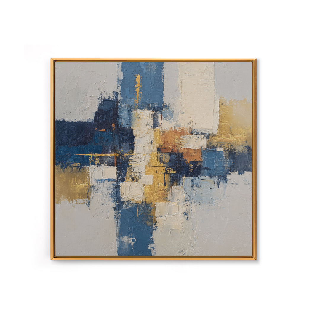 Bold Navy and Ivory Abstract Brushwork Canvas Print, Above Sofa Art, Horizontal Wall Art, Living Room Decor, Abstract Art, ASA-1x1-18