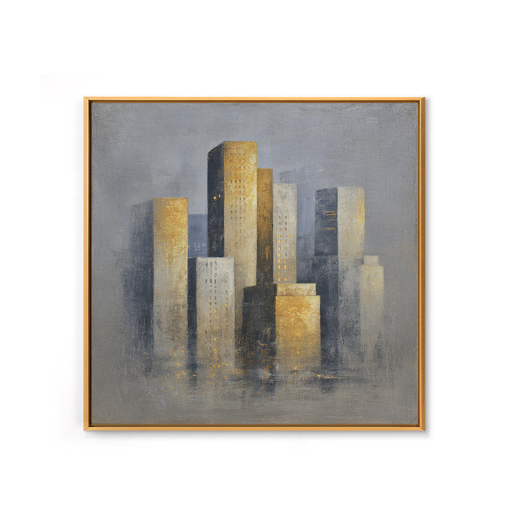 Quiet City Skyline Reduced to Elegant Shapes Canvas Print, Above Sofa Art, Bedroom Wall Art, Living Room Decor, Statement, ASA-1x1-46