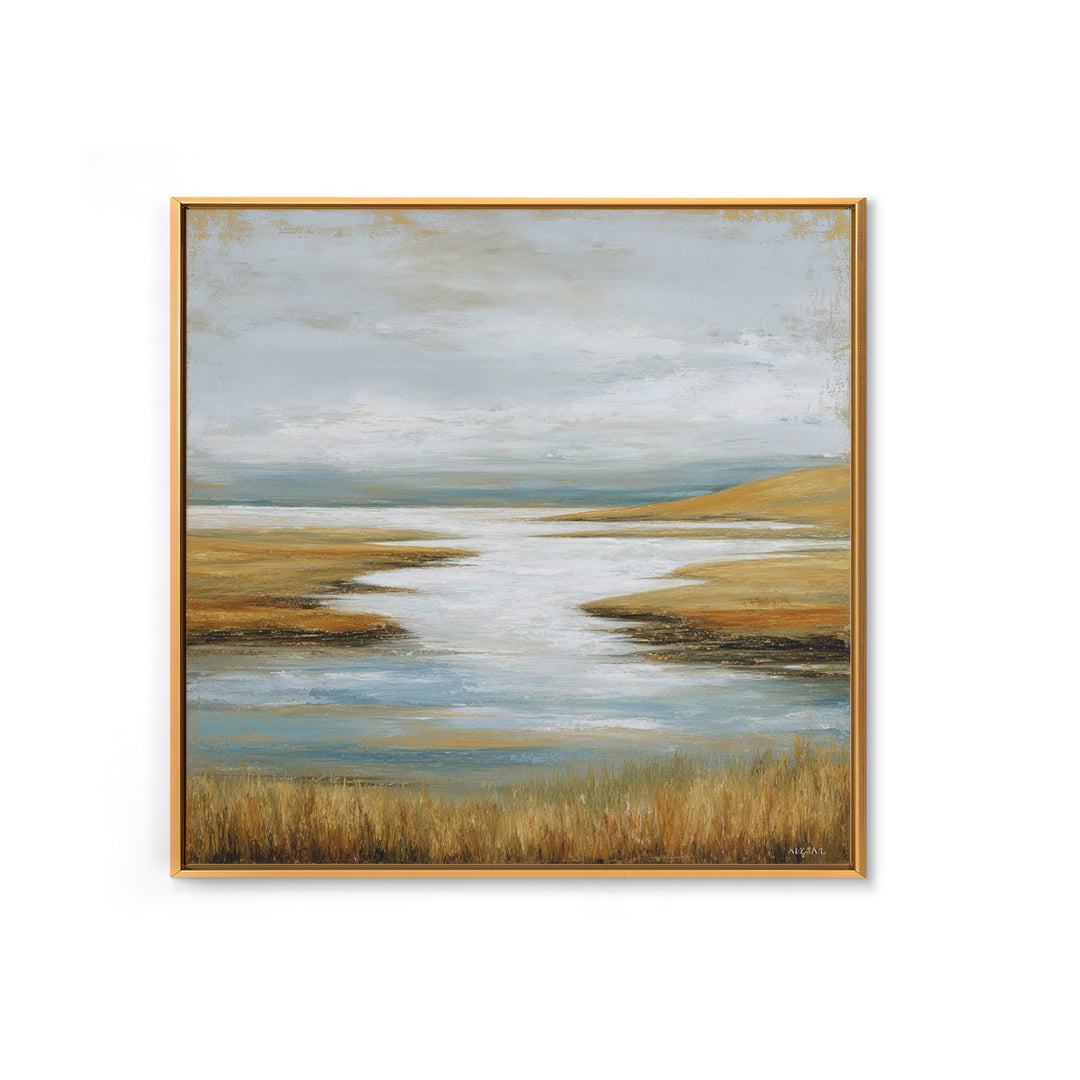 Abstract River Bends Framed Canvas Print, Above Sofa Art, Horizontal Wall Art, Living Room Decor, Fine Art, Statement, ASA-1x1-47