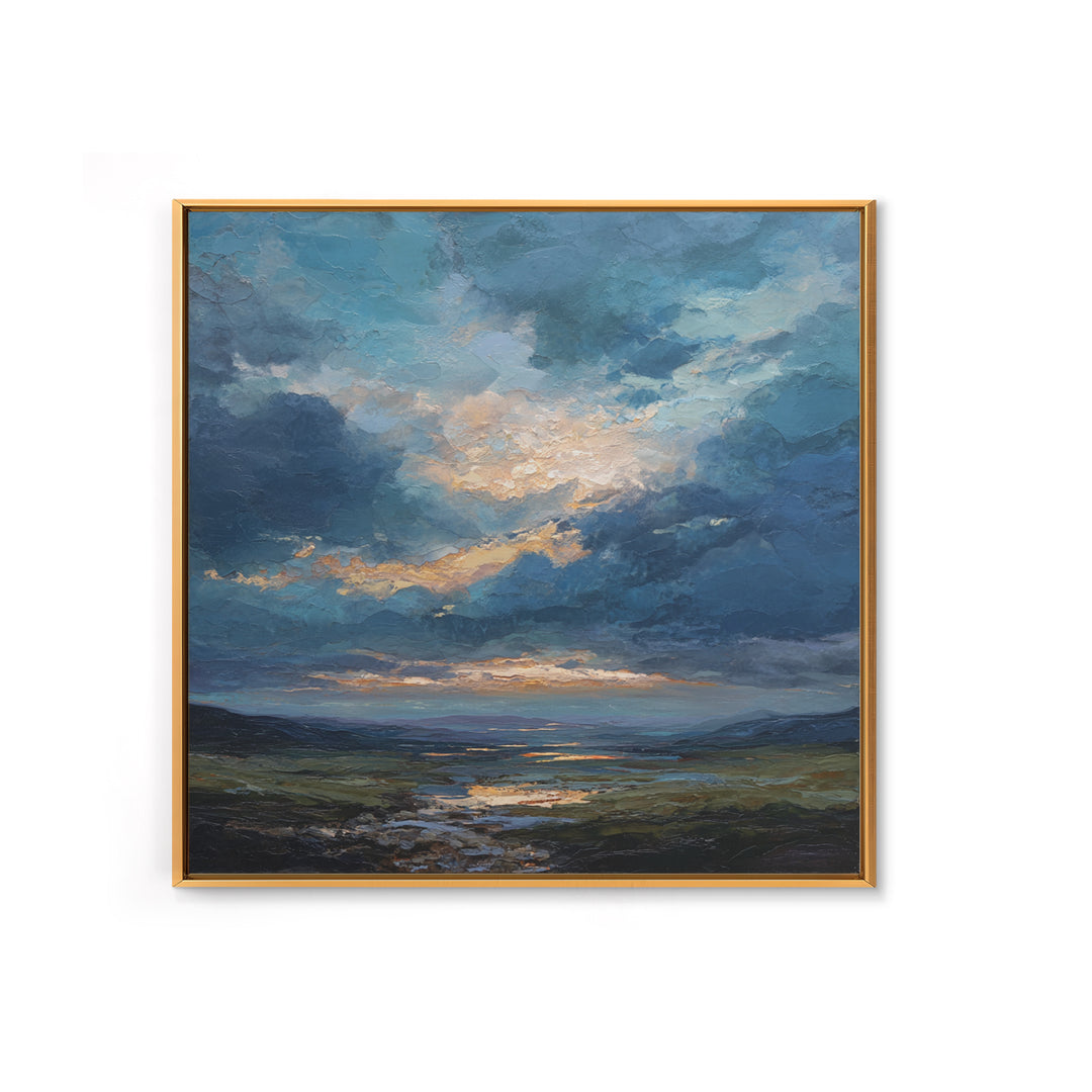 Dramatic Cloudscape over a Distant Valley Canvas Print, Above Sofa Art, Above Bed Decor, Living Room Decor, Fine Art, Statement, ASA-1x1-5