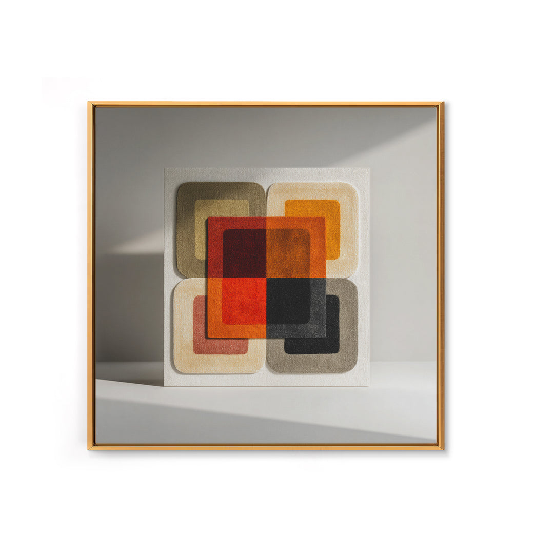 Bold Mid Century Geometric Forms Framed Canvas Print, Above Sofa Art, Living Room Wall Art, Living Room Decor, Abstract Art, ASA-1x1-52
