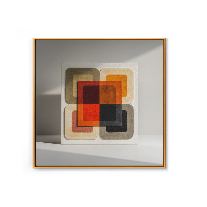 Bold Mid Century Geometric Forms Framed Canvas Print, Above Sofa Art, Living Room Wall Art, Living Room Decor, Abstract Art, ASA-1x1-52