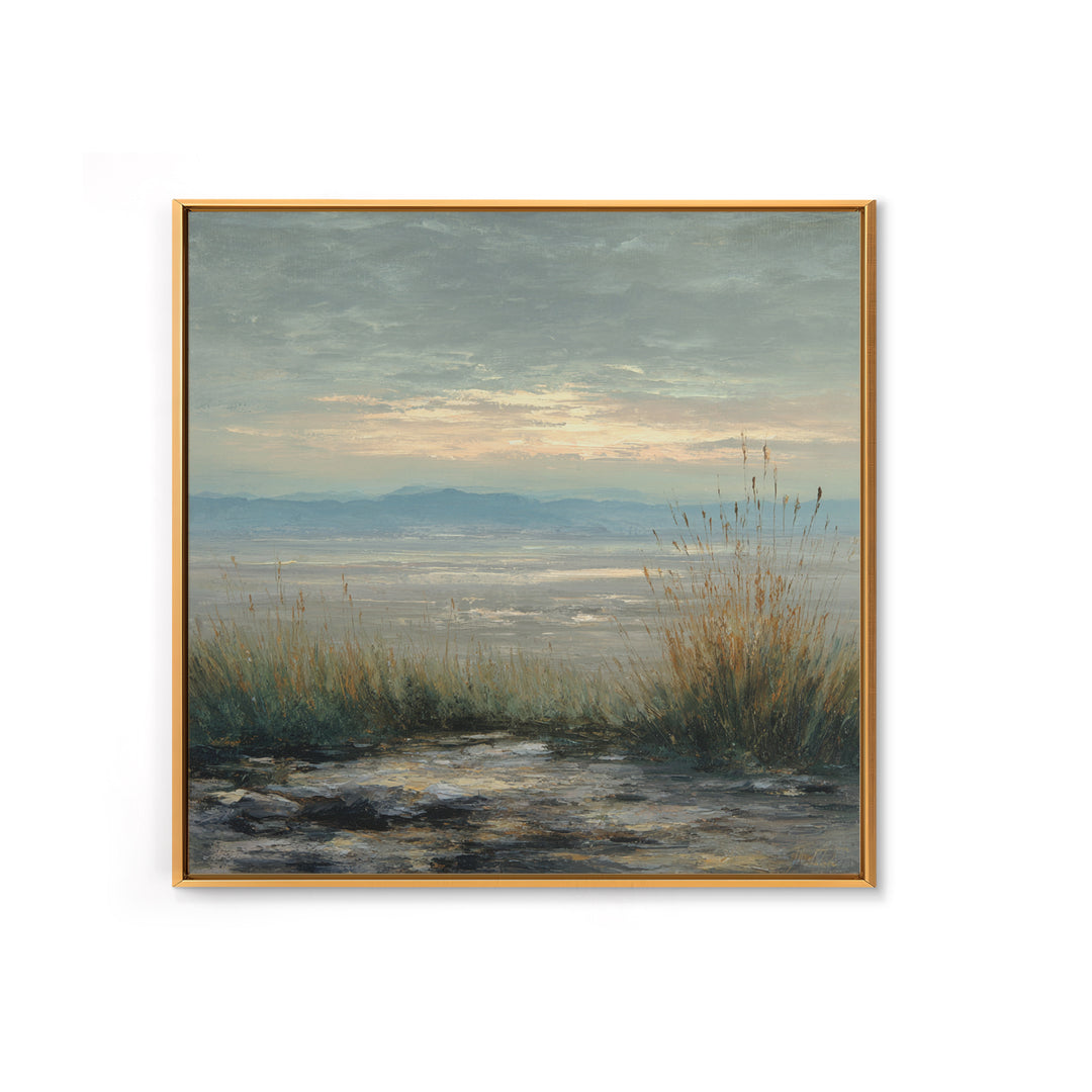 Dramatic Cloudscape over a Distant Valley Canvas Print, Above Sofa Art, Bauhaus Print, Living Room Decor, Statement, ASA-1x1-53