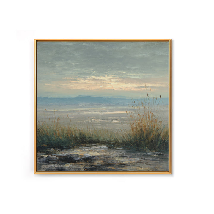 Dramatic Cloudscape over a Distant Valley Canvas Print, Above Sofa Art, Bauhaus Print, Living Room Decor, Statement, ASA-1x1-53