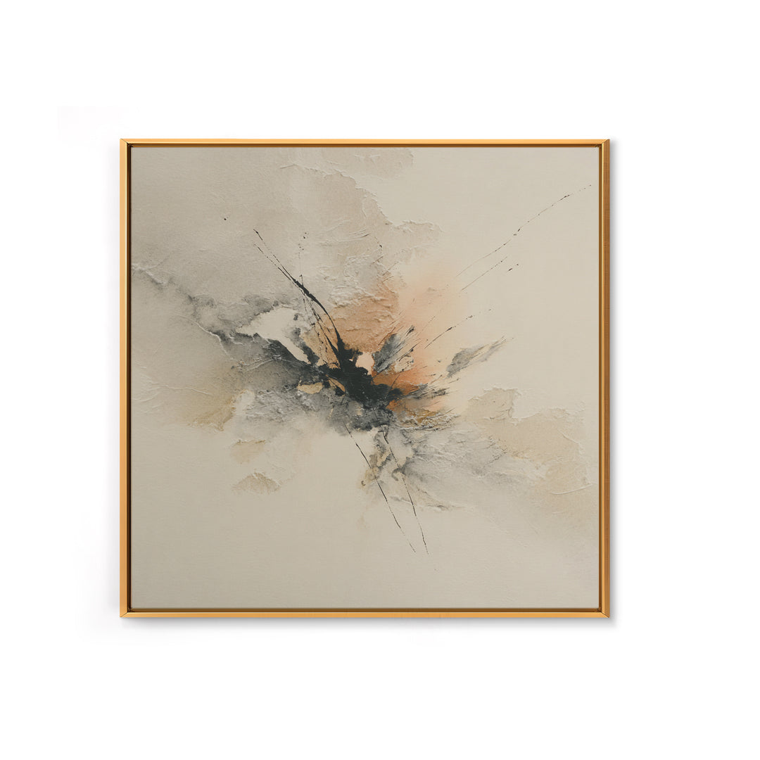 Minimal Black Ink Composition Framed Canvas Print, Above Sofa Art, Living Room Decor, Fine Art, Statement 056, Set of Prints, ASA-1x1-56