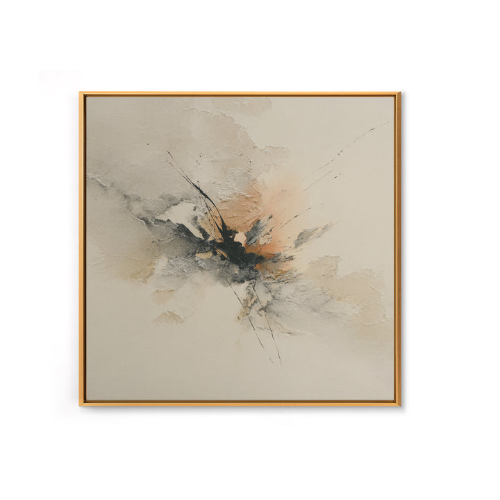 Minimal Black Ink Composition Framed Canvas Print, Above Sofa Art, Living Room Decor, Fine Art, Statement 056, Set of Prints, ASA-1x1-56