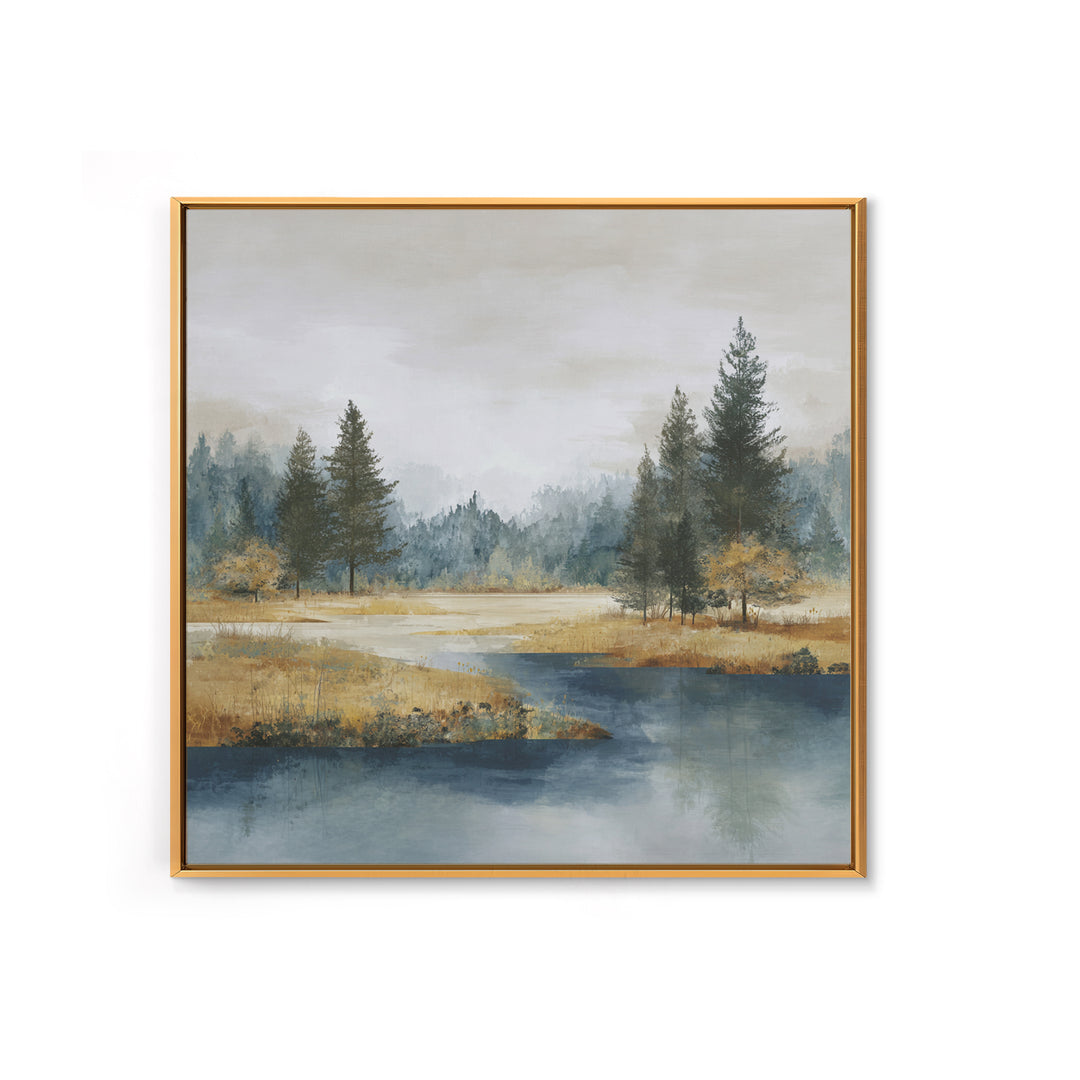 Modern Scandinavian Forest Framed Canvas Print, Above Sofa Art, Bauhaus Print, Living Room Decor, Oil Painting, Statement, ASA-1x1-63