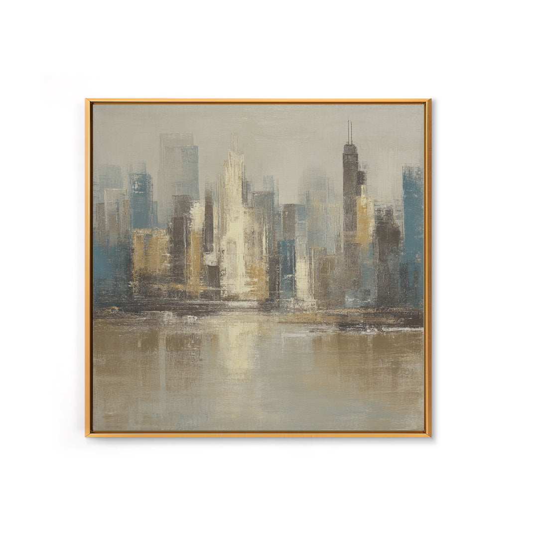 Quiet City Skyline Reduced to Elegant Shapes Canvas Print, Above Sofa Art, Bedroom Wall Art, Living Room Decor, Statement, ASA-1x1-70