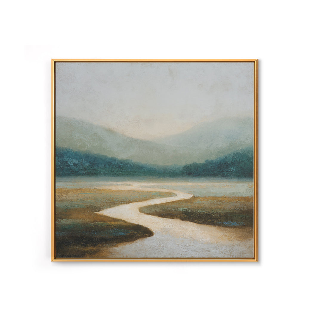 Abstract River Bends Framed Canvas Print, Above Sofa Art, Japandi Wall Art, Living Room Decor, Abstract Art, Statement, ASA-1x1-71