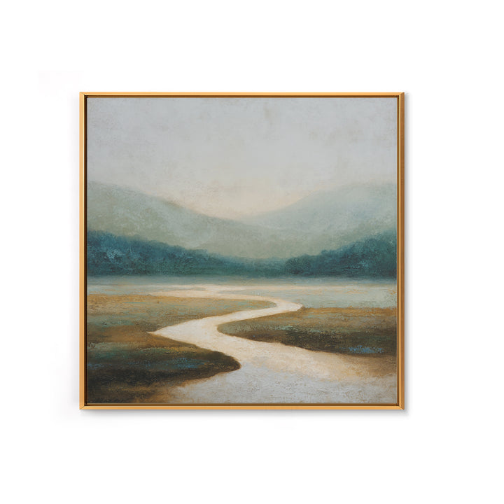 Abstract River Bends Framed Canvas Print, Above Sofa Art, Japandi Wall Art, Living Room Decor, Abstract Art, Statement, ASA-1x1-71