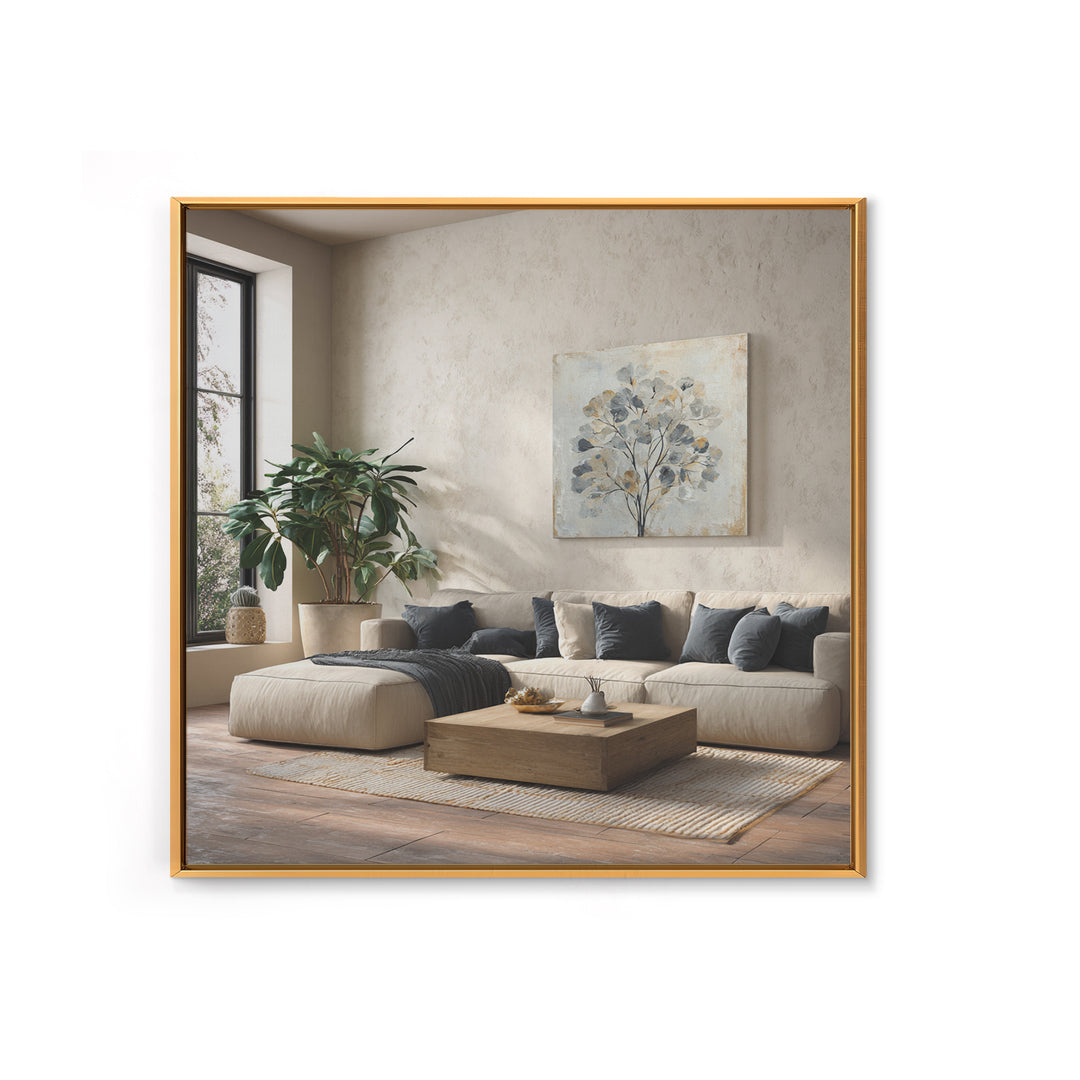 Large Modern Organic Shapes Framed Canvas Print, Above Sofa Art, Coastal Decor, Living Room Decor, Abstract Art, Statement, ASA-1x1-74