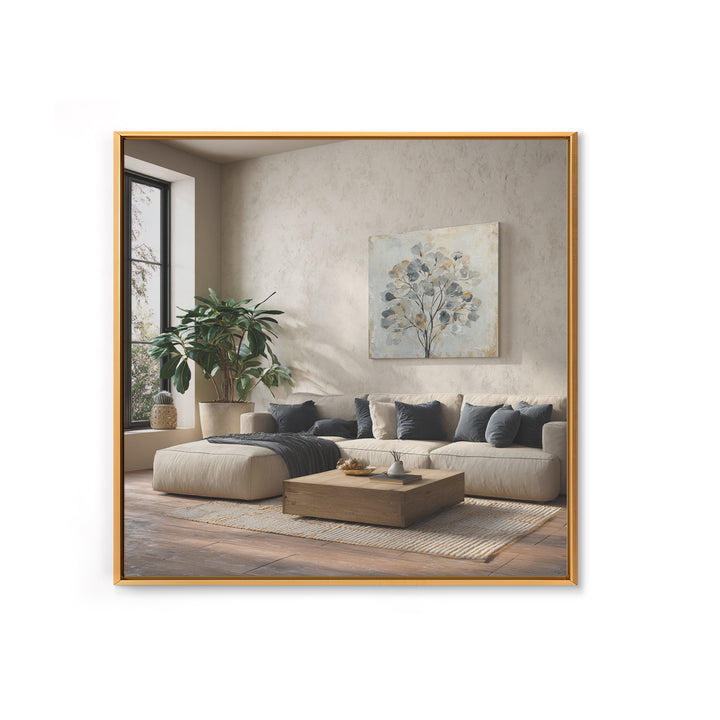 Large Modern Organic Shapes Framed Canvas Print, Above Sofa Art, Coastal Decor, Living Room Decor, Abstract Art, Statement, ASA-1x1-74