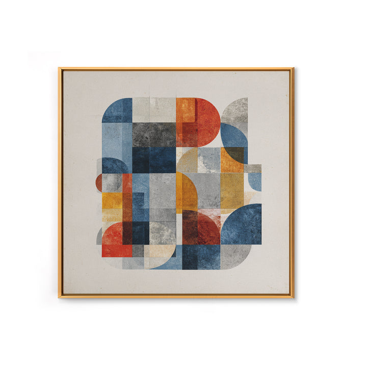 Bold Mid Century Geometric Forms Canvas Print, Above Sofa Art, Japandi Wall Art, Living Room Decor, Abstract Art, Statement, ASA-1x1-76