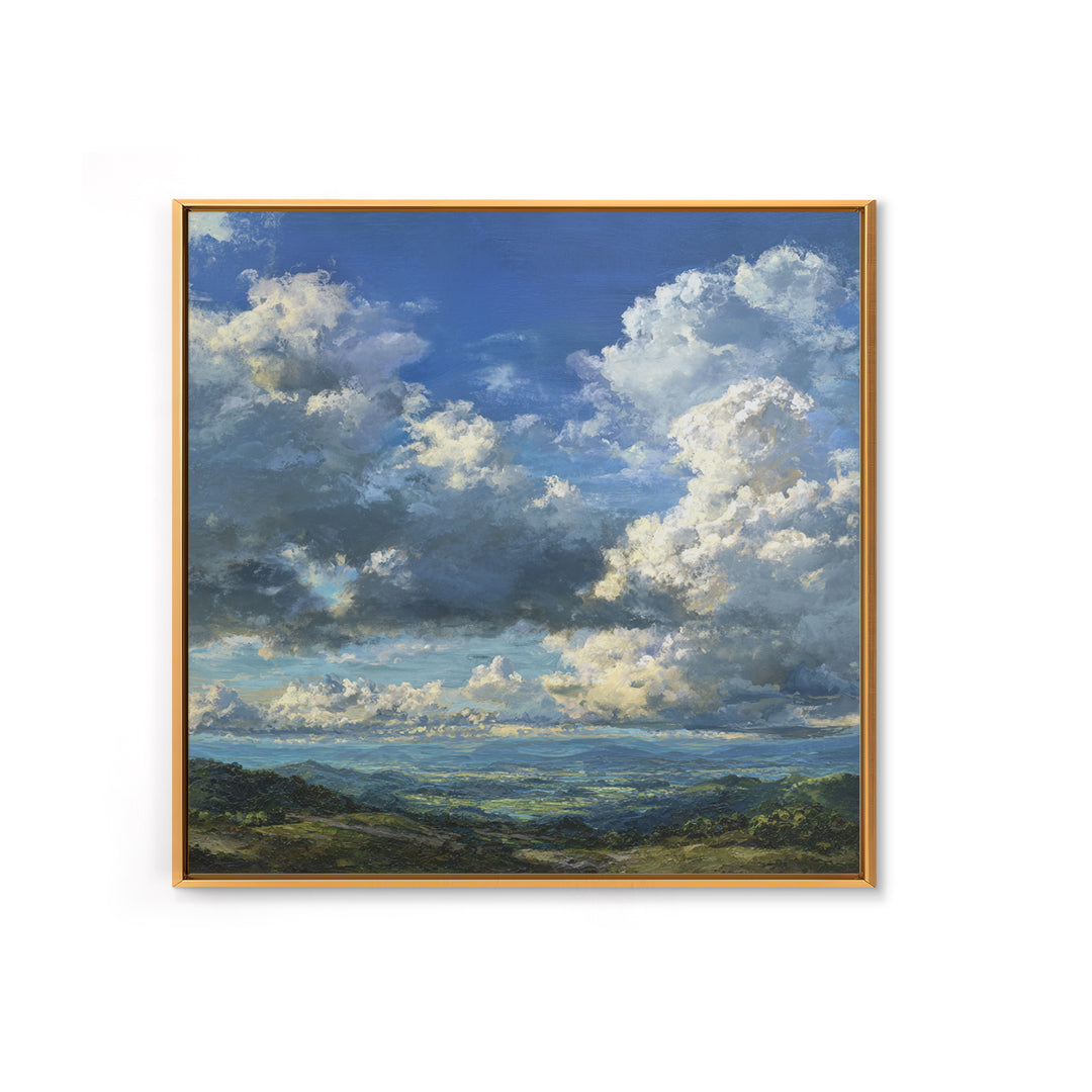 Dramatic Cloudscape over a Distant Valley Canvas Print, Above Sofa Art, Modern Decor, Living Room Decor, Fine Art, Statement, ASA-1x1-77