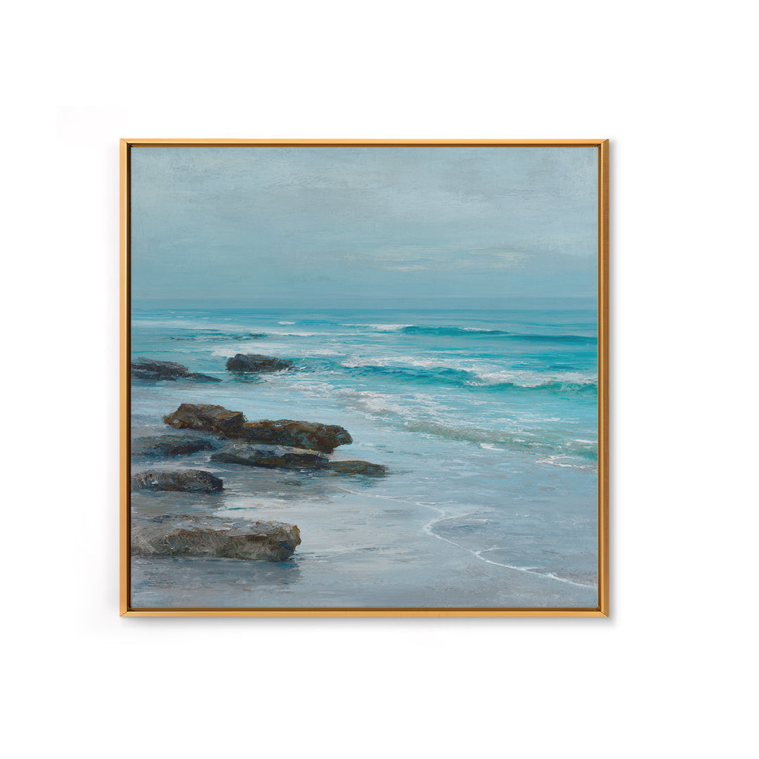 Moody Seascape at Twilight Framed Canvas Print, Above Sofa Art, Coastal Decor, Living Room Decor, Abstract Art, Statement, ASA-1x1-84