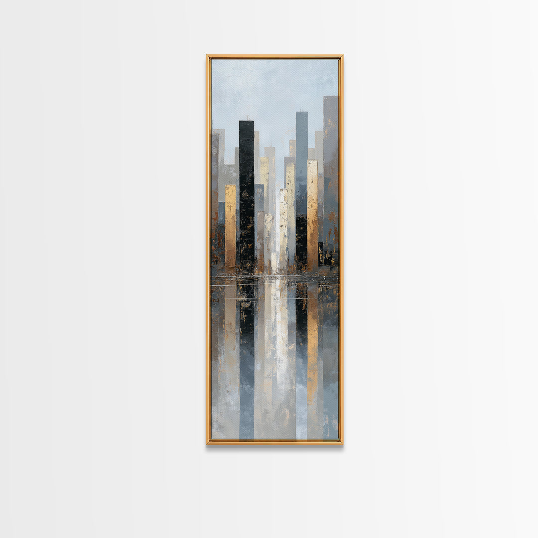 Quiet City Skyline Reduced to Elegant Shapes Canvas Print, Above Sofa Art, Wall Art Print, Living Room Decor, Abstract Art, ASA-1x3-10