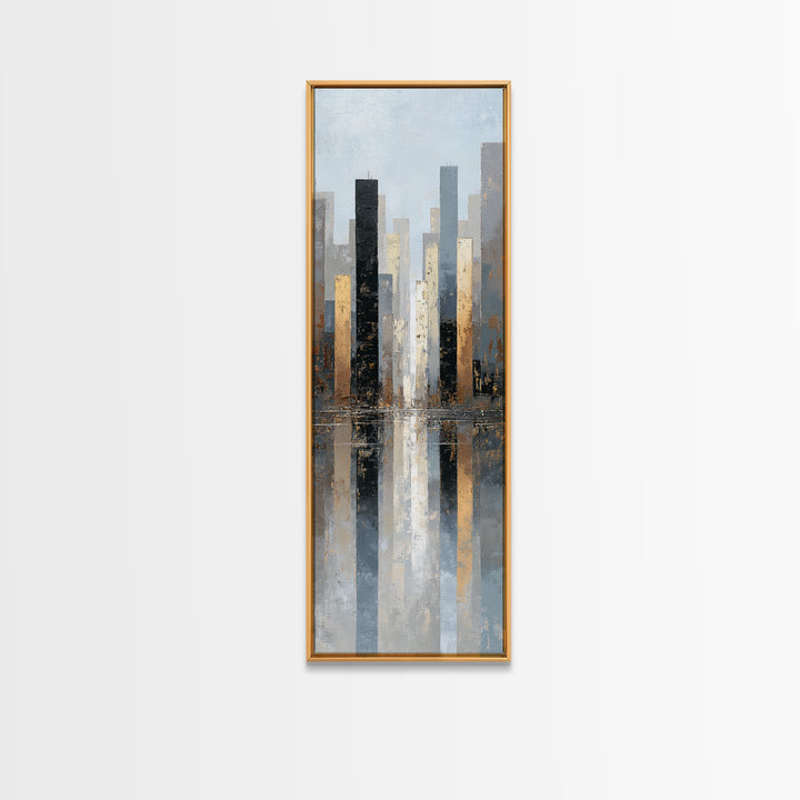 Quiet City Skyline Reduced to Elegant Shapes Canvas Print, Above Sofa Art, Wall Art Print, Living Room Decor, Abstract Art, ASA-1x3-10