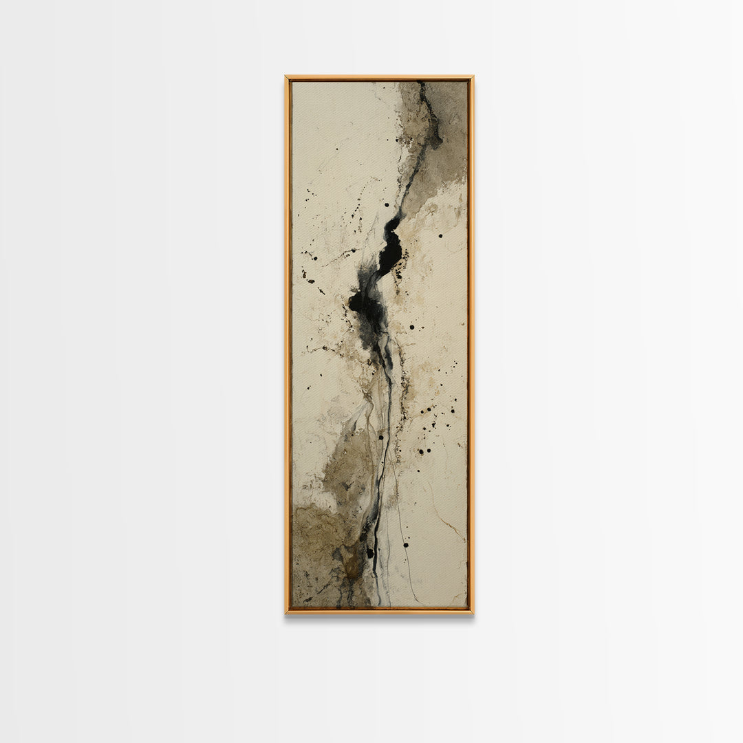 Minimal Black Ink Composition Framed Canvas Print, Above Sofa Art, Botanical Wall Art, Living Room Decor, Fine Art, Statement, ASA-1x3-20