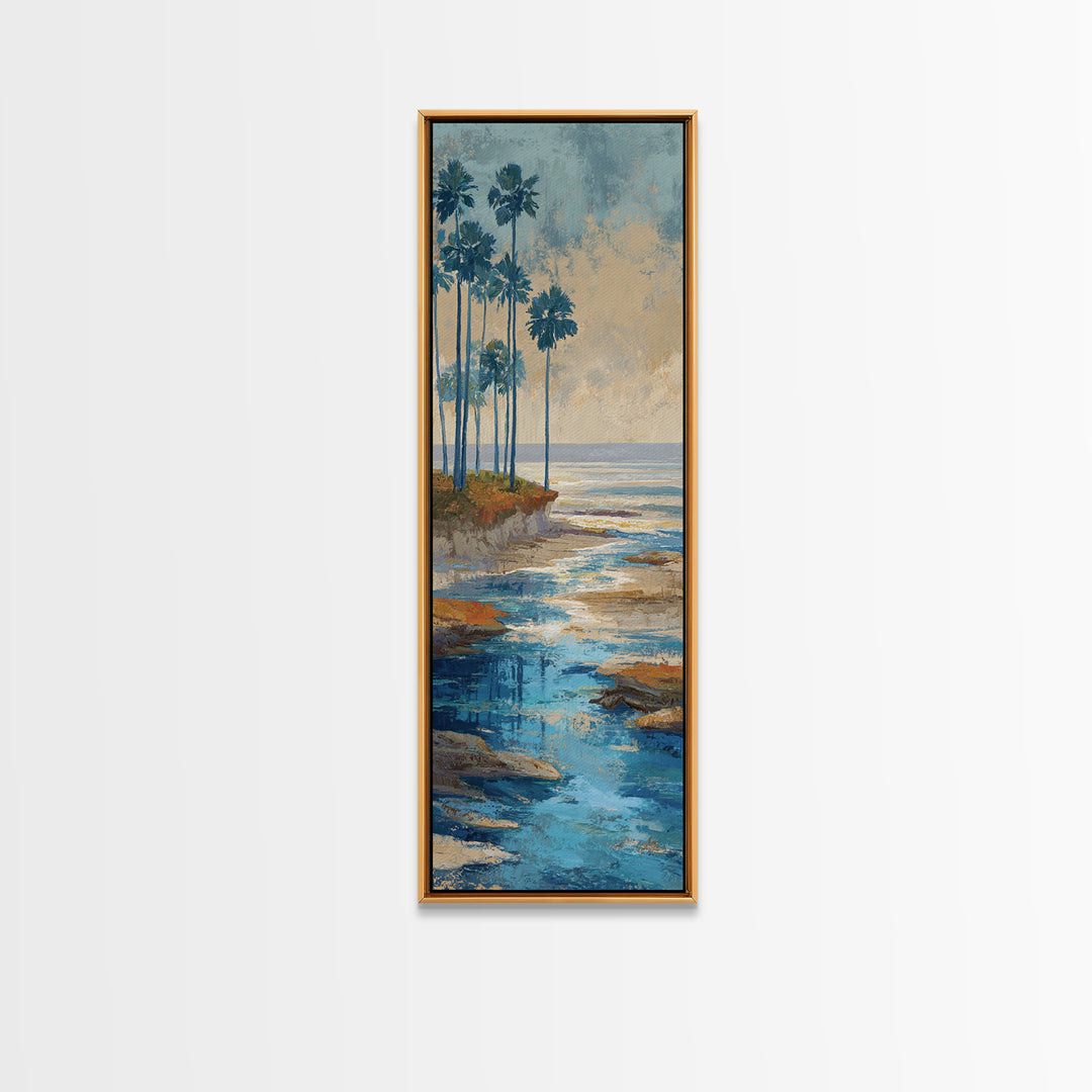 Moody Seascape at Twilight Framed Canvas Print, Above Sofa Art, Gallery Decor, Living Room Decor, Fine Art, Statement, ASA-1x3-24
