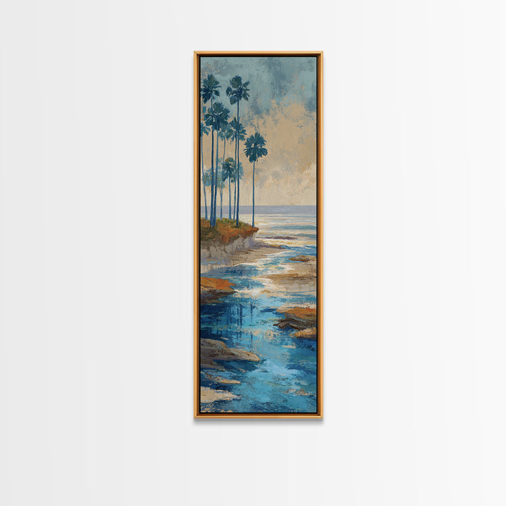 Moody Seascape at Twilight Framed Canvas Print, Above Sofa Art, Gallery Decor, Living Room Decor, Fine Art, Statement, ASA-1x3-24