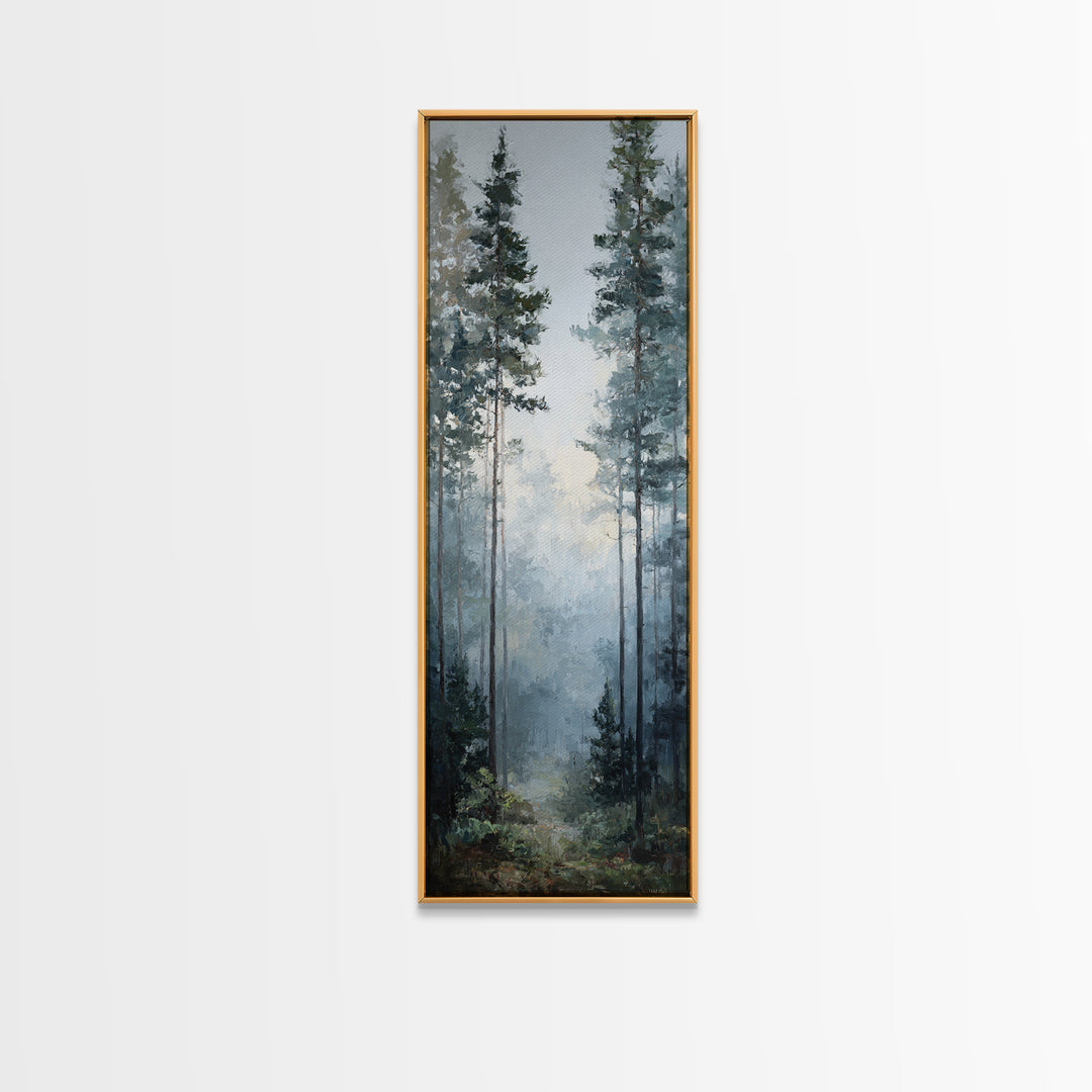 Modern Scandinavian Forest Framed Canvas Print, Above Sofa Art, Neutral Decor, Living Room Decor, Fine Art, Statement, ASA-1x3-3