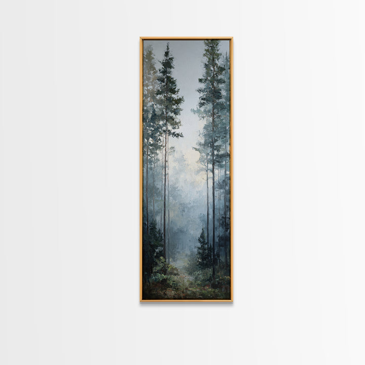 Modern Scandinavian Forest Framed Canvas Print, Above Sofa Art, Neutral Decor, Living Room Decor, Fine Art, Statement, ASA-1x3-3