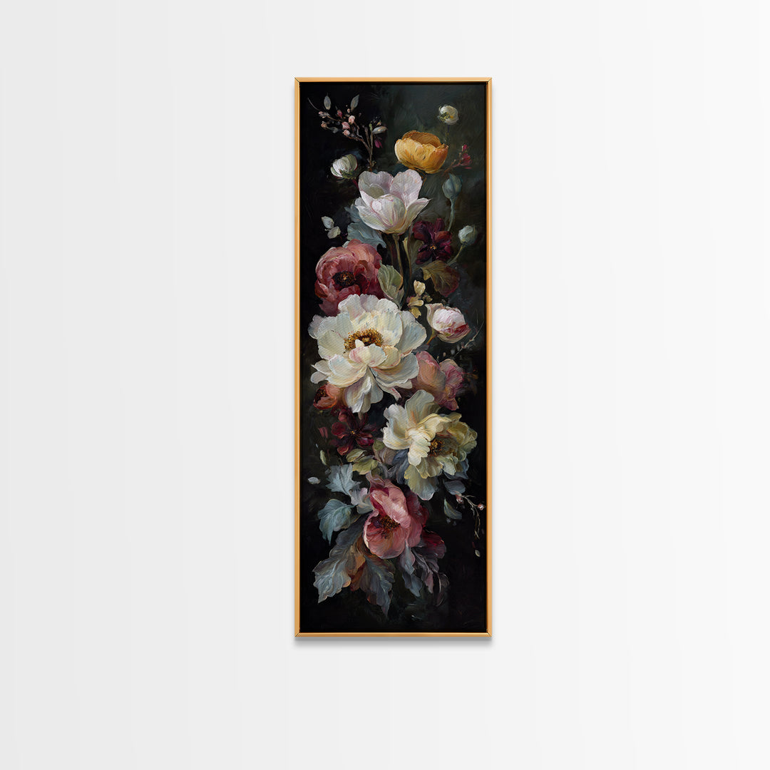 Large Expressive Floral Bouquet Canvas Print, Above Sofa Art, Above Bed Decor, Living Room Decor, Oil Painting, Statement, ASA-1x3-42