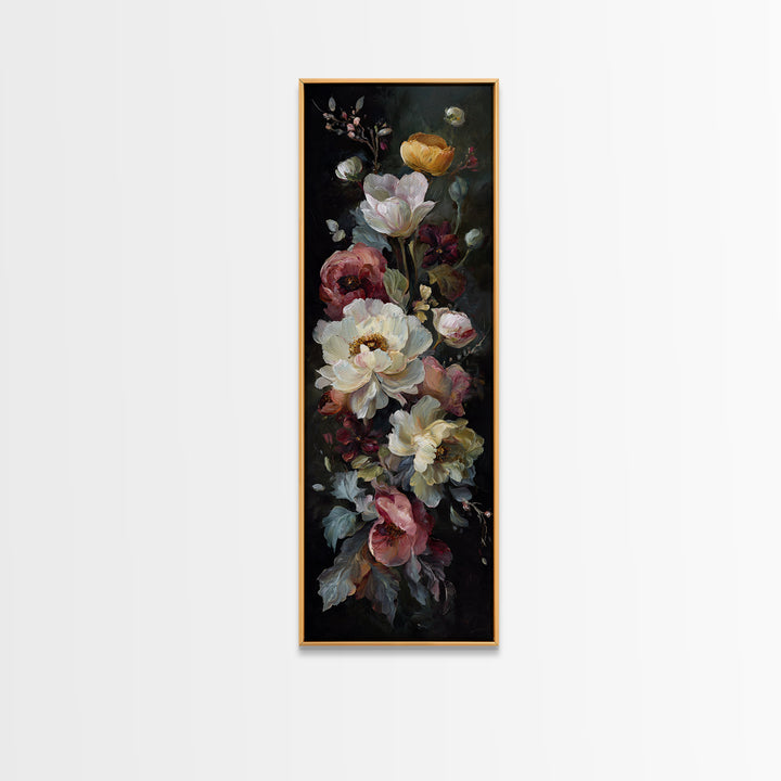 Large Expressive Floral Bouquet Canvas Print, Above Sofa Art, Above Bed Decor, Living Room Decor, Oil Painting, Statement, ASA-1x3-42